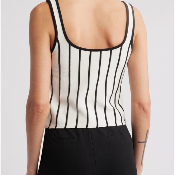MANGO Striped Black and White Tank Top - Picture 2 of 5